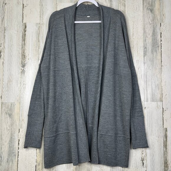 Lululemon Womens Oversized Open Front Cardigan Knit Sweater Gray Cozy Minimalist - Picture 1 of 12